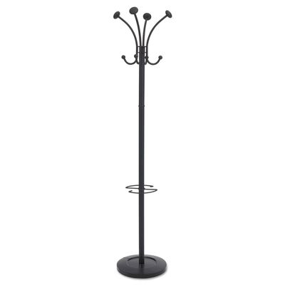 ALBA PMVIENAN Viena Coat Stand, Eight Knobs, Steel, 16w x 16d x 70-1/2h, Black