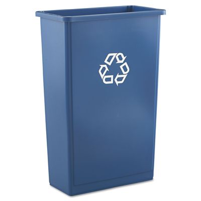 Rubbermaid 354074BLU Slim Jim Recycling Container, Rectangular, Plastic, 23gal, Blue