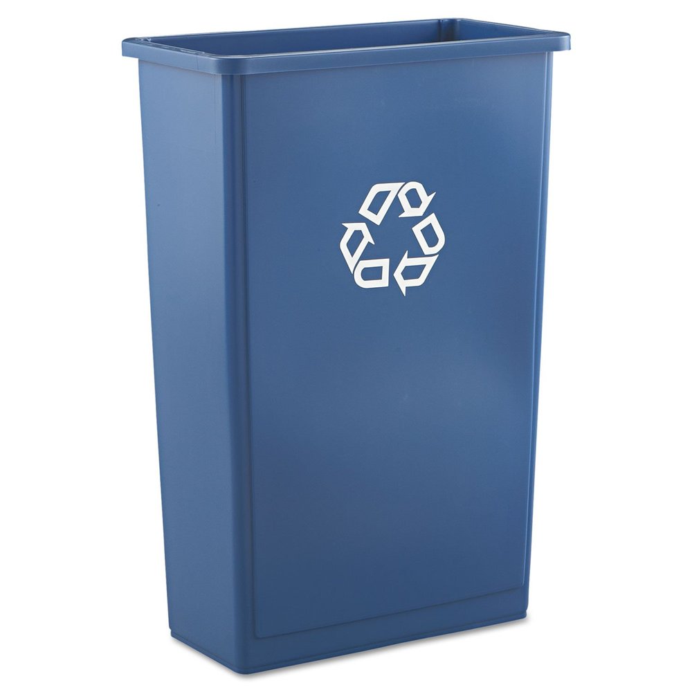 Rubbermaid 354074BLU Slim Jim Recycling Container, Rectangular, Plastic, 23gal, Blue
