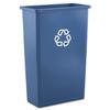 Rubbermaid 354074BLU Slim Jim Recycling Container, Rectangular, Plastic, 23gal, Blue view 1