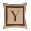 Manual Woodworkers & Weavers Square Throw Pillow, 14-Inch, Monogrammed Letter Y, Caramel Classic Block view 1