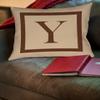 Manual Woodworkers & Weavers Square Throw Pillow, 14-Inch, Monogrammed Letter Y, Caramel Classic Block view 2