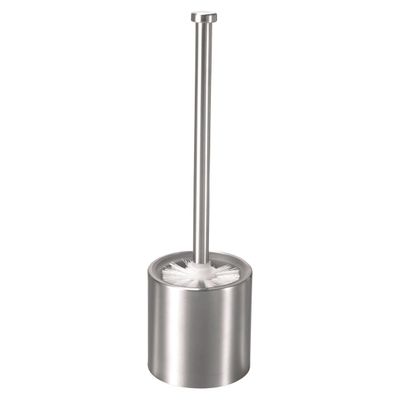 Axentia Stainless Steel Toilet Brush and Holder Set - Rust-Free Steel with Hygienic Removable Glass Insert - Incl. Replaceable Spare Toilet Bowl Brush Head