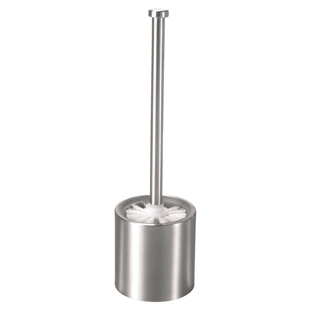Axentia Stainless Steel Toilet Brush and Holder Set - Rust-Free Steel with Hygienic Removable Glass Insert - Incl. Replaceable Spare Toilet Bowl Brush Head