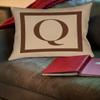 Manual Woodworkers & Weavers Square Throw Pillow, 14-Inch, Monogrammed Letter Q, Caramel Classic Block view 2