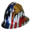 MSA 10071159 Freedom Series V-Gard Full-Brim Hard Hat With Fas-Trac III Ratchet Suspension, Polyethylene Shell, Self Adjusting Crown Straps - Standard Size, American Flag with 2 Eagles view 1