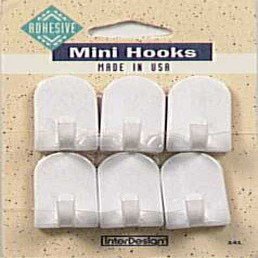 InterDesign 1 in. L White Plastic Mini Hook 6 pk