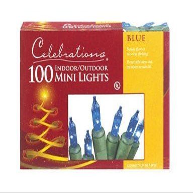 Celebrations Incandescent Mini Light Set Blue 20.625 ft. 100 lights