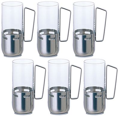 ADERIA H-AX Trevian A-Shaped Glass with Holder 8, 8.5 fl oz (240 ml), Set of 6, Made in Japan, High Ball, Water Split, Hot Water, Beer, Cup, Wedding, Celebration, Beer, Stylish, Popular, Ranking
