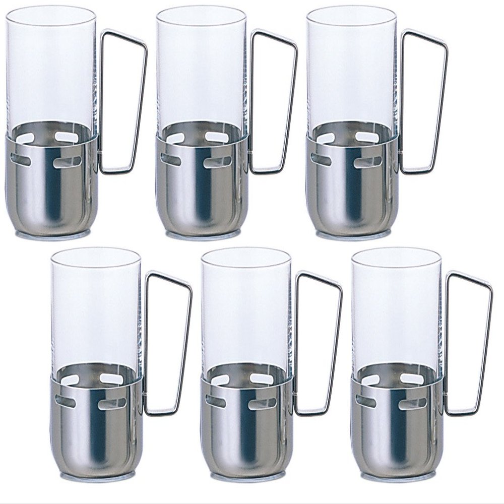 ADERIA H-AX Trevian A-Shaped Glass with Holder 8, 8.5 fl oz (240 ml), Set of 6, Made in Japan, High Ball, Water Split, Hot Water, Beer, Cup, Wedding, Celebration, Beer, Stylish, Popular, Ranking