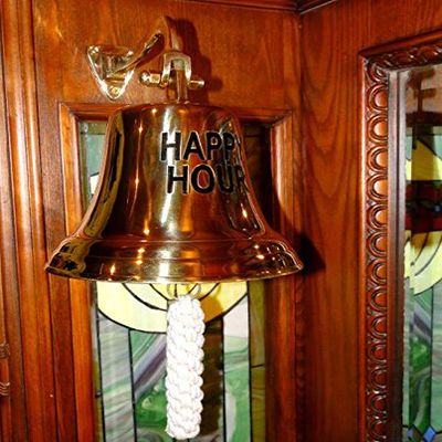 The King's Bay Happy Hour Nautical Solid Brass Bell Big bar Decor Man cave Home Tavern Pub