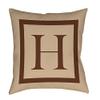 Manual Woodworkers & Weavers Square Throw Pillow, 14-Inch, Monogrammed Letter H, Caramel Classic Block view 1