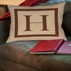 Manual Woodworkers & Weavers Square Throw Pillow, 14-Inch, Monogrammed Letter H, Caramel Classic Block view 2