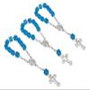 25 Pc Baptism Favors Mini Rosaries Turquoise with Silver Plated Accents/communion Favors Recuerditos De Bautismo/Christening Favors/Decenarios/ Decades/Finger Rosaries view 1