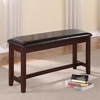 Brand New 50''x16''x19.3''h Clara Rubber wood construction Bench with PU Seat Cushion