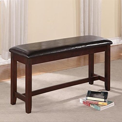 Brand New 50''x16''x19.3''h Clara Rubber wood construction Bench with PU Seat Cushion