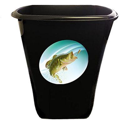 New Black Finish Trash Can Waste Basket featuring Bass Logo