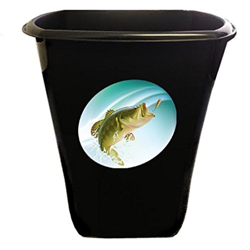 New Black Finish Trash Can Waste Basket featuring Bass Logo