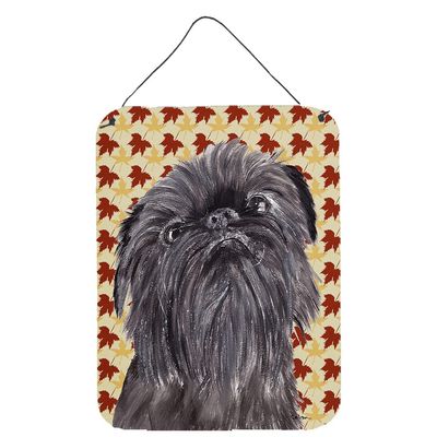 Caroline's Treasures SC9545DS1216 Brussels Griffon Fall Leaves Wall or Door Hanging Prints Aluminum Metal Sign Kitchen Wall Bar Bathroom Plaque Home Decor Front Door Plaque, 12x16, Multicolor