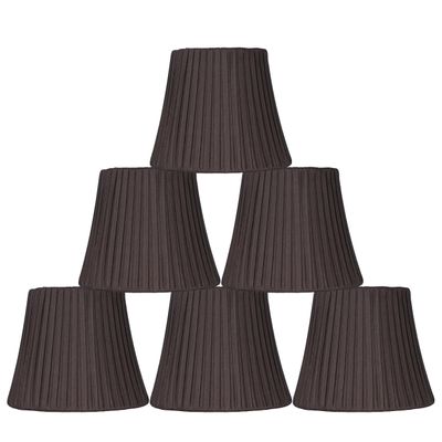 Urbanest Box Pleated Mini Chandelier Lamp Shade, Chocolate, 3x6x5", Softback, Clip On, Set of 6