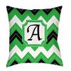 Manual Woodworkers & Weavers Square Throw Pillow, 14-Inch, Monogrammed Letter A, Black Chevron view 1
