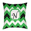 Manual Woodworkers & Weavers Square Throw Pillow, 14-Inch, Monogrammed Letter N, Black Chevron view 1