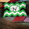 Manual Woodworkers & Weavers Square Throw Pillow, 14-Inch, Monogrammed Letter N, Black Chevron view 2