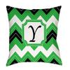 Manual Woodworkers & Weavers Square Throw Pillow, 14-Inch, Monogrammed Letter Y, Black Chevron view 1