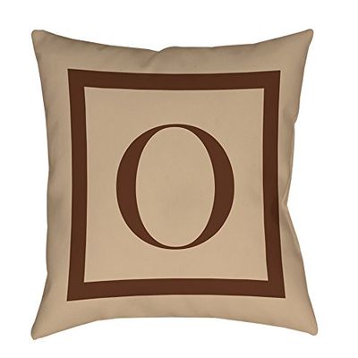 Manual Woodworkers & Weavers Square Throw Pillow, 14-Inch, Monogrammed Letter O, Caramel Classic Block