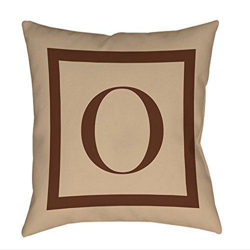 Manual Woodworkers & Weavers Square Throw Pillow, 14-Inch, Monogrammed Letter O, Caramel Classic Block