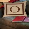 Manual Woodworkers & Weavers Square Throw Pillow, 14-Inch, Monogrammed Letter O, Caramel Classic Block view 2
