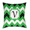 Manual Woodworkers & Weavers Square Throw Pillow, 20-Inch, Monogrammed Letter V, Black Chevron view 1