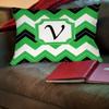 Manual Woodworkers & Weavers Square Throw Pillow, 20-Inch, Monogrammed Letter V, Black Chevron view 2