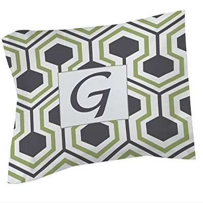 Manual Woodworkers & Weavers Pillow Sham, Standard, Monogrammed Letter G, Grey Honeycomb