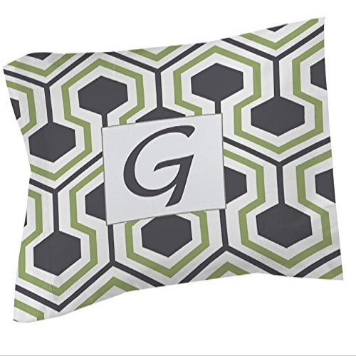 Manual Woodworkers & Weavers Pillow Sham, Standard, Monogrammed Letter G, Grey Honeycomb