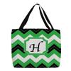 Manual Woodworkers & Weavers Shopping Tote Bag, 18-Inch, Monogrammed Letter H, Black Chevron view 1