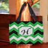Manual Woodworkers & Weavers Shopping Tote Bag, 18-Inch, Monogrammed Letter H, Black Chevron view 2