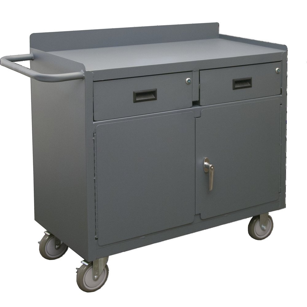 Durham 2213A-LU-95 Mobile Cabinet with 2 Drawer Lockable Storage Compartment, 36" Wide, 1200 lb Capacity