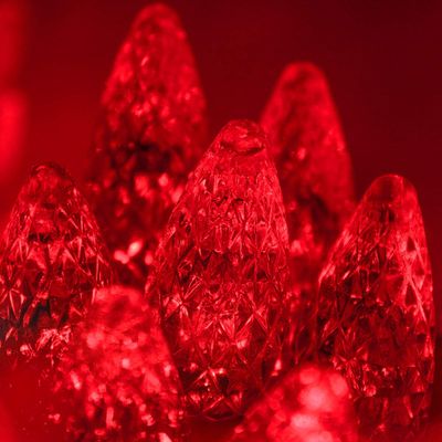 70 C6 LED Red Christmas Lights, 24 ft Green Wire Indoor/Outdoor Commercial Grade String, Valentines Day and Holiday Lighting