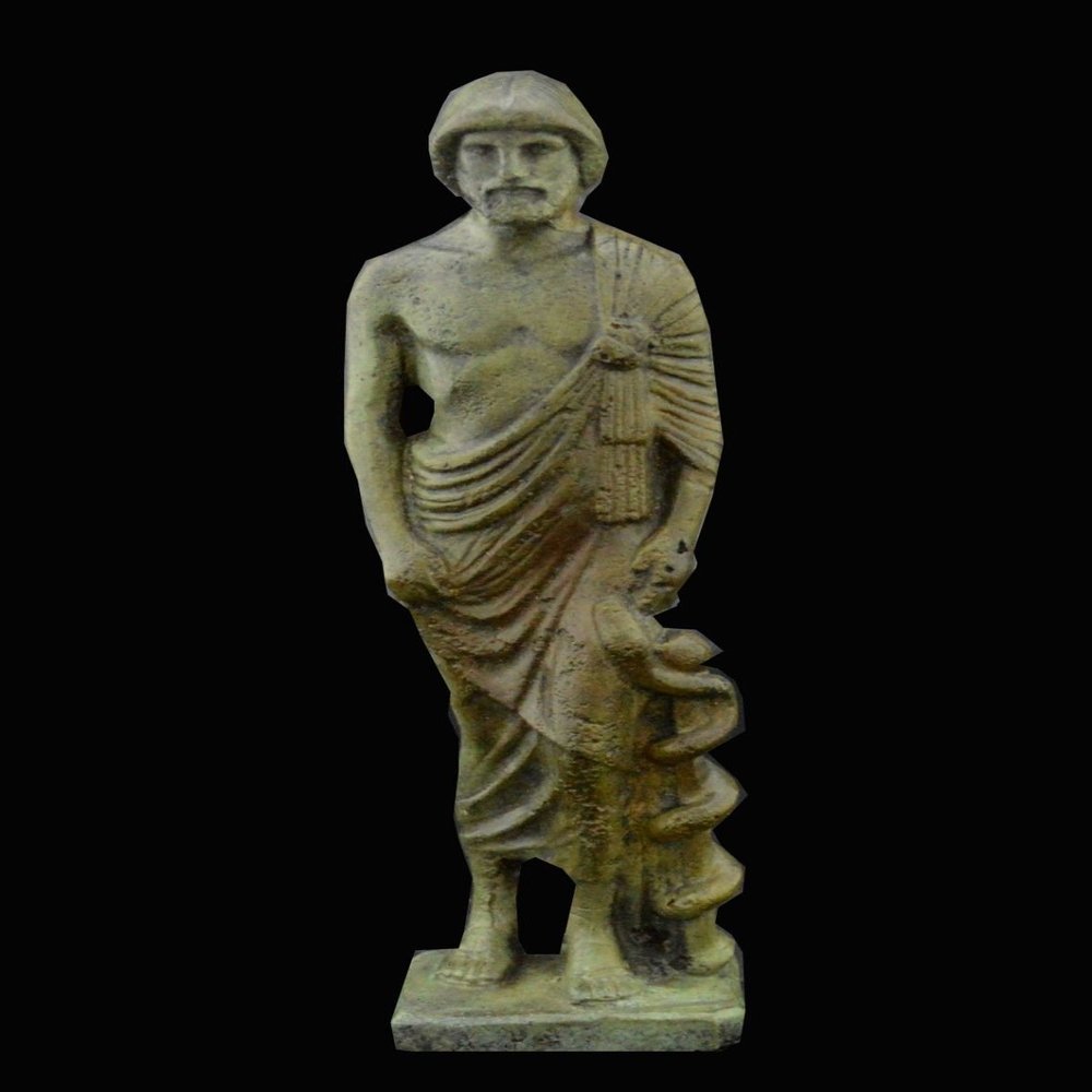 Asclepius God of Medicine Bronze Statue - Rod with Snakes - Asclipios - Lost Wax