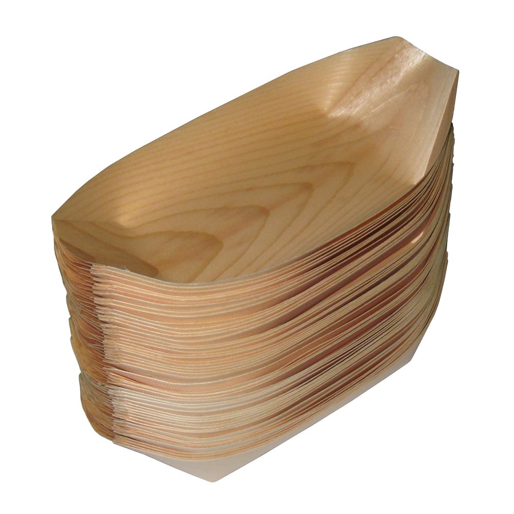 (SatoTrading) Wooden boat plate (50 pieces) 9 size approx. 9.8 x 4.7 inches (250 x 120 mm)