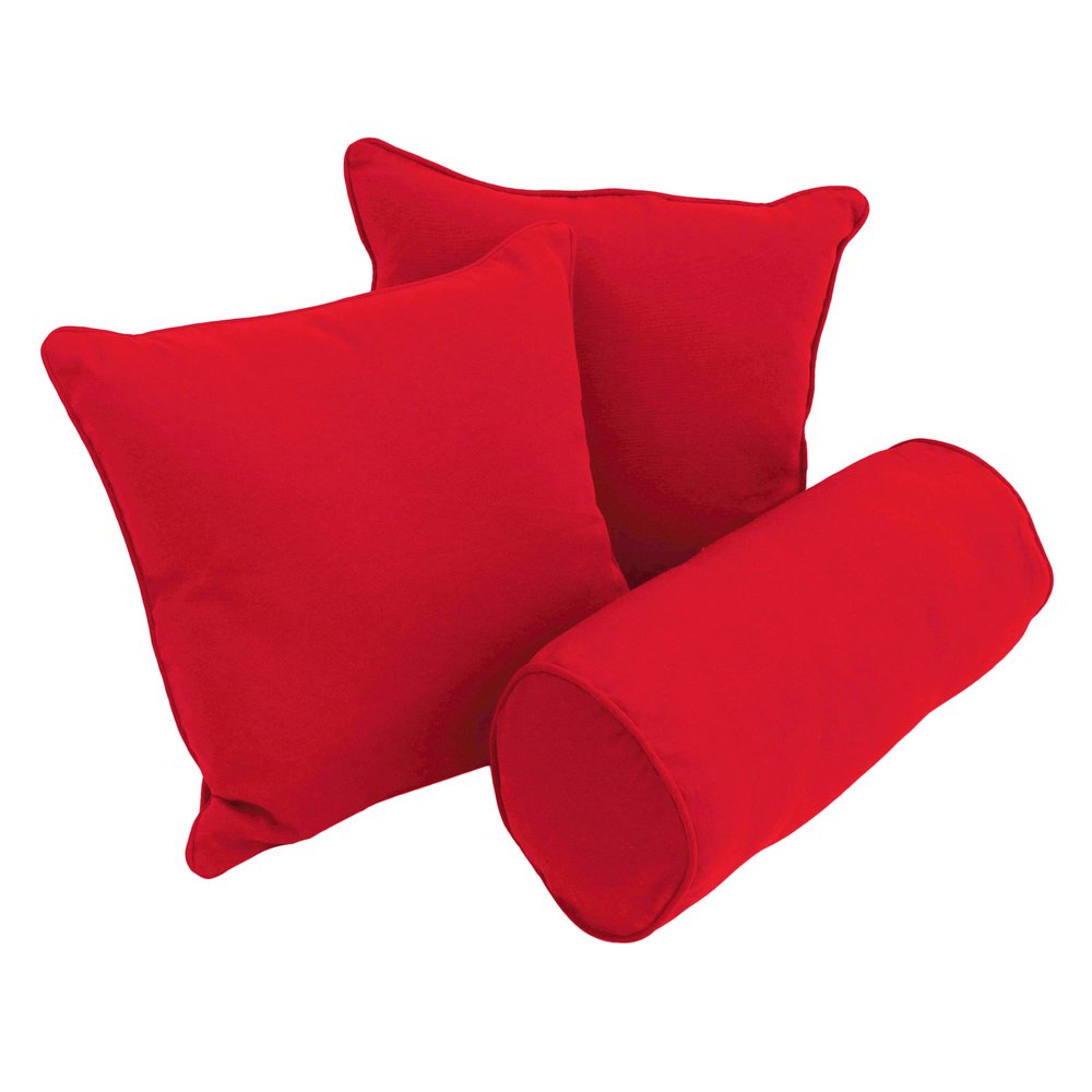 Blazing Needles Corded Twill Throw Pillow Set, Red 3 Count