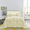 Home Soft Things Damask 4 Piece Bedspread Set, Scalloped Edge Quilt Coverlet Comforter Prewashed Bedding Set, Matelasse Embossed Floral Solid Pattern, Yellowish Green Oversize Queen(110" x 120") view 2