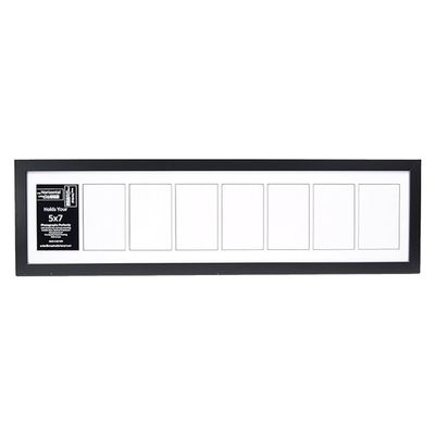 Creative Letter Art 8 Opening Glass Face Black Picture Frame to hold 5 by 7 inch Photographs including 10x40-inch White Mat Collage