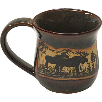 ALWAYS AZUL POTTERY Moose Wrap Mug in Seamist Glaze - Handmade Ceramic Coffee Mug - Stylish and Unique Handcrafted Artistic Drinkware - Polished Clay Cups, Great for Coffee, Tea, and Art Lovers