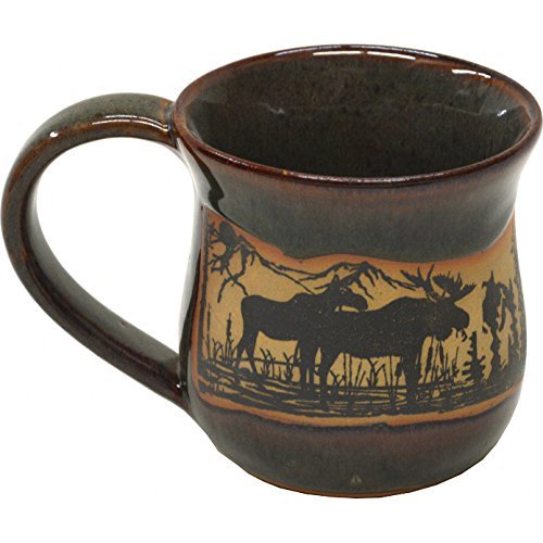 ALWAYS AZUL POTTERY Moose Wrap Mug in Seamist Glaze - Handmade Ceramic Coffee Mug - Stylish and Unique Handcrafted Artistic Drinkware - Polished Clay Cups, Great for Coffee, Tea, and Art Lovers