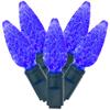 Vickerman 100 Light C6 LED Light Set Blue Lights on Green Wire view 1