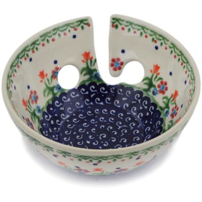 Polish Pottery Yarn Bowl 6-inch Spring Flowers