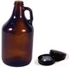 1/2 Gallon AMBER Glass Beer Growlers with Poly Seal Cone Caps - Set of 2 view 1