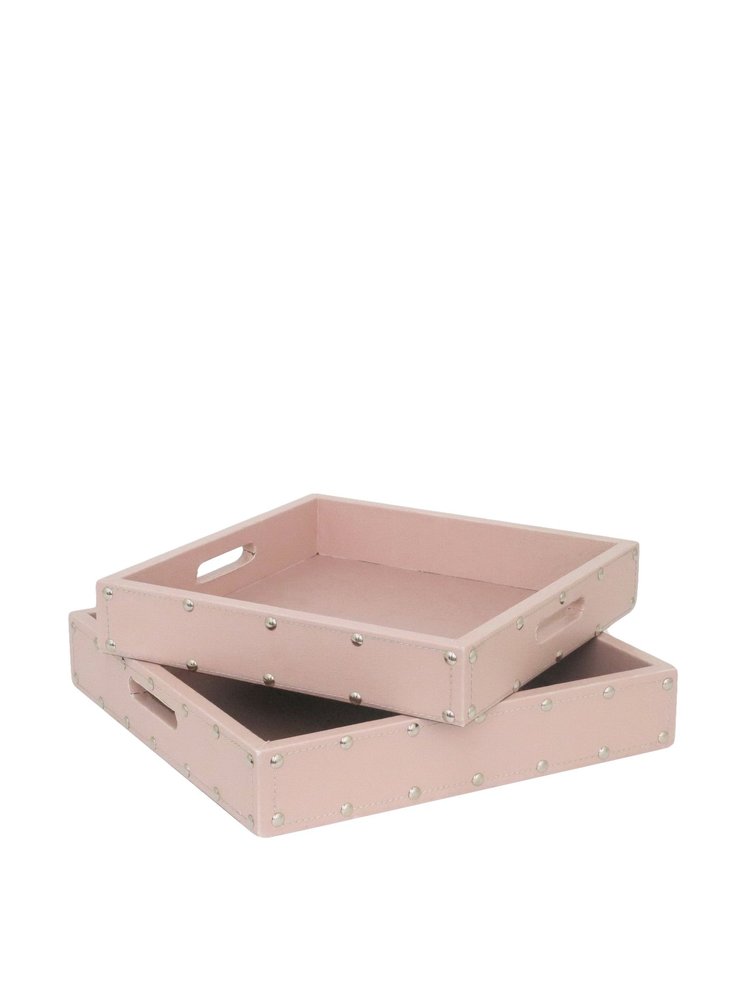 Three Hands Set of 2 Pink Wood Trays